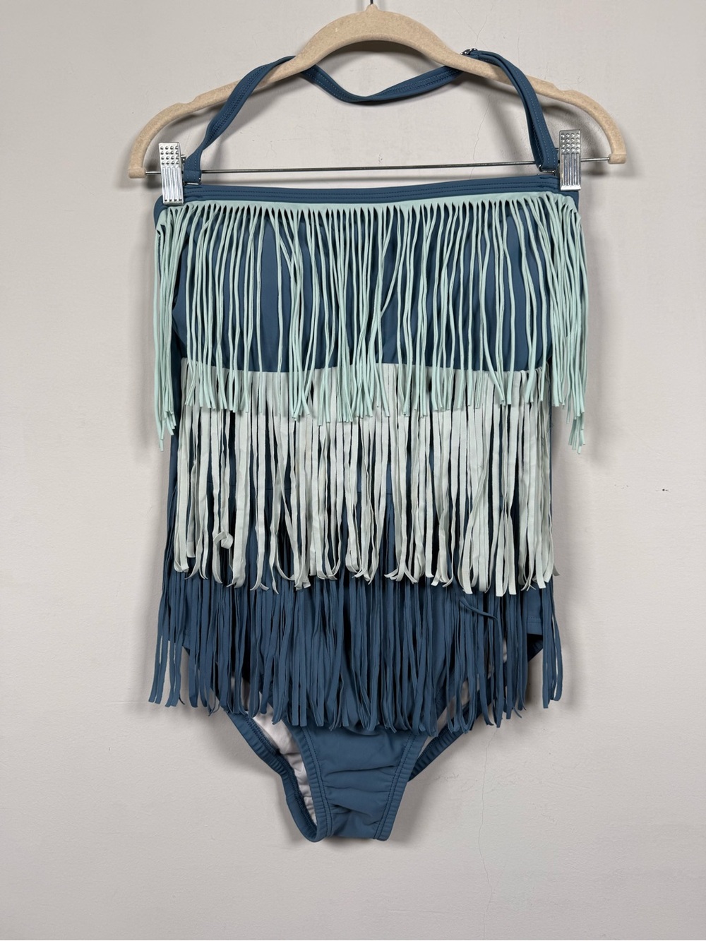 VENUS Blue Toned Fringe One Piece Bathing Suit, Size 12